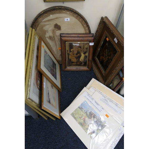 539 - Pair of German framed crystoleums, a further christoleum and an assortment of framed and unframed pr... 