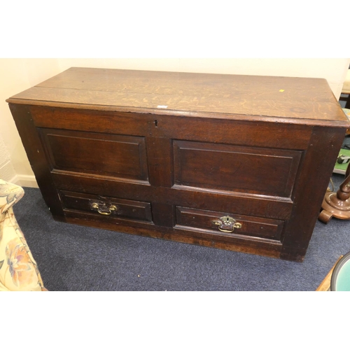 545 - 18th Century oak mule chest, width 139cm