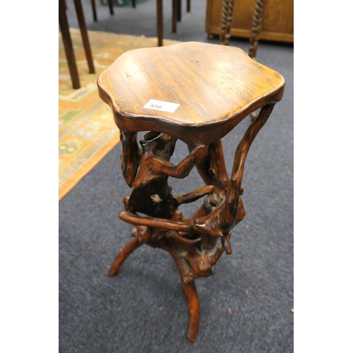 556 - Unusual yewood and hardwood root form jardiniere stand, height 59cm