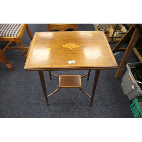 560 - Edwardian mahogany and inlaid folding card table, width 56cm