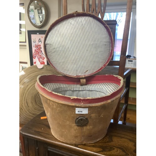 406 - Dunn & Co. top hat, with leather hat box, also a Dunn & Co. bowler hat (3)