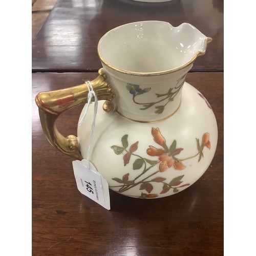 145 - Royal Worcester Ivory ground cream jug, printed with floral and gilt decoration