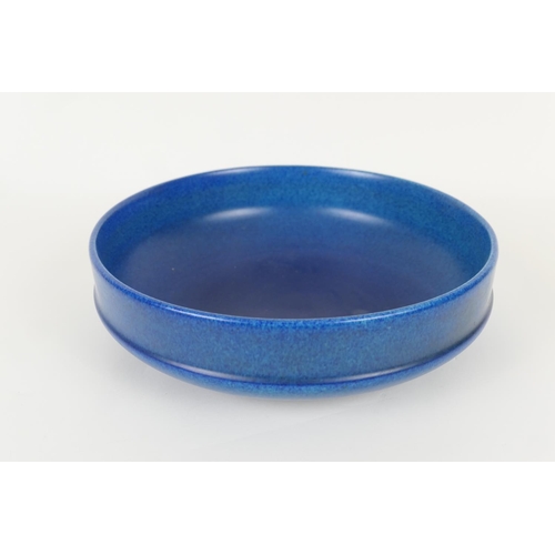 113 - Royal Lancastrian blue robin's egg glazed bowl, impressed mark, 30cm diameter