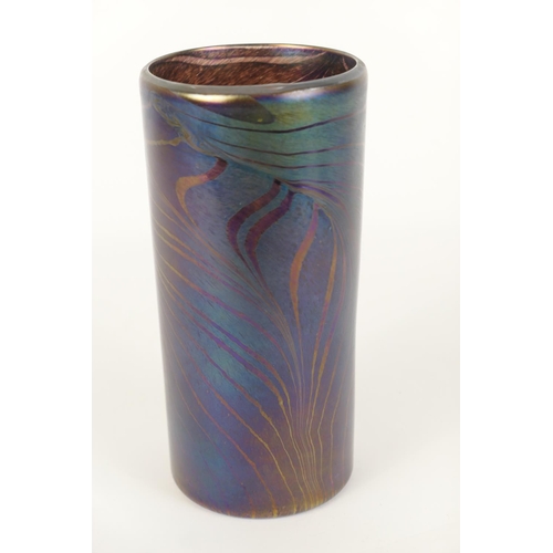 151 - John Ditchfield Glasform iridescent glass cylinder vase, signed and numbered 7897, height 23cm