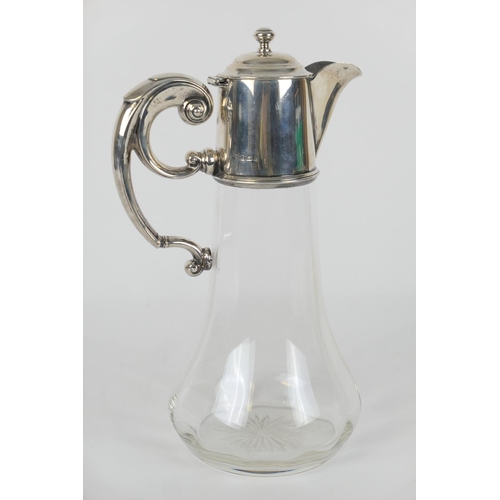 161 - Edwardian silver mounted glass claret jug, by William Hutton & Sons, Birmingham 1908, height 27cm