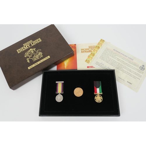 253 - Royal Mint 'Behind Enemy Lines' Gulf War collection featuring Elizabeth II gold sovereign, 1980 (EF)... 