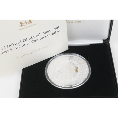 258 - Duke of Edinburgh memorial silver commemorative medallion, 2021, published by Harrington & Byrne, li... 