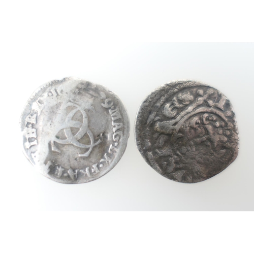 286 - King John hammered silver penny, also a Charles II threepence (2)