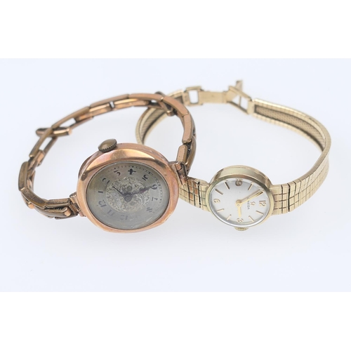 349 - Omega 9ct gold lady's bracelet wristwatch, 14mm dial with baton and Arabic numerals, signed, on an i... 