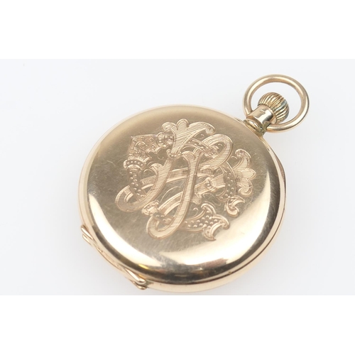 374 - 9ct gold half hunter pocket watch by J W Benson, London, hallmarked Birmingham 1930, the outer case ... 