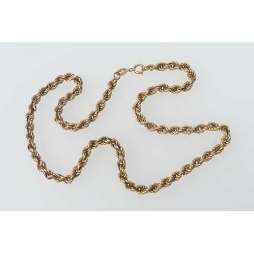 407 - 9ct gold ropetwist choker necklace, length 39cm, with bolt ring, weight approx. 8.4g