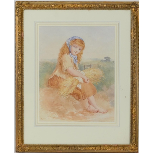 445 - Fred Morgan ROI (1847-1927), The young gleaner, watercolour, signed, 44cm x 35cm