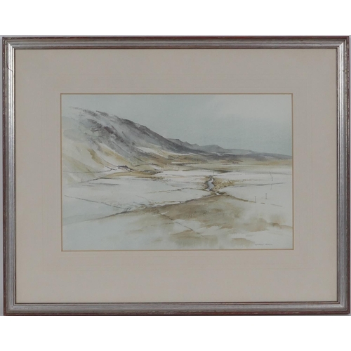 446 - Gerald 'Gerry' Ball (b. 1948), Misty Day, Nant Ffrancon, watercolour, signed, inscribed verso, 33cm ... 