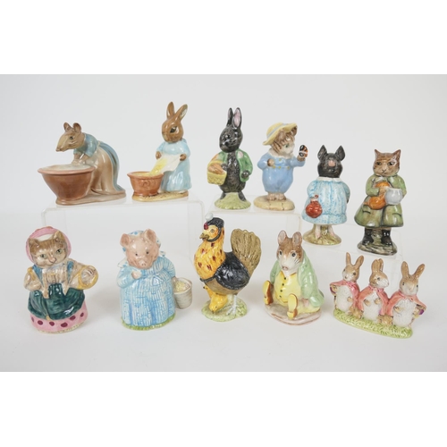 67 - Eleven Beswick Beatrix Potter figures comprising: Anna Maria, gold oval mark (BP-2A); Pig-Wig, brown... 