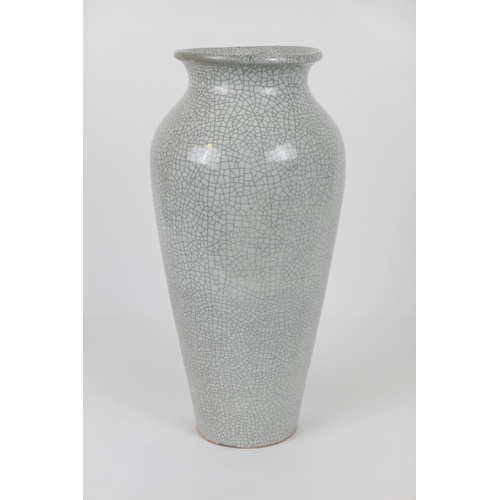 78 - Chinese Ge type large vase, shouldered form with everted rim, decorated in an all over crackle light... 