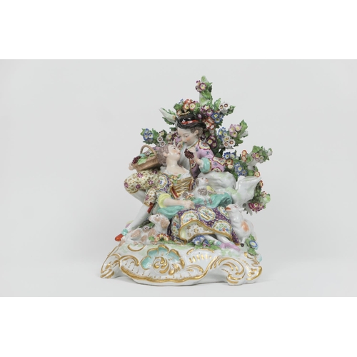 80 - German porcelain figure group 'The Lovers', decorated in colours heightened with gilt, height 34cm