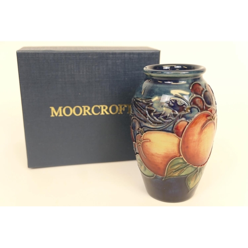 25 - Moorcroft 'Finches' small ovoid vase, blue ground, height 10.5cm