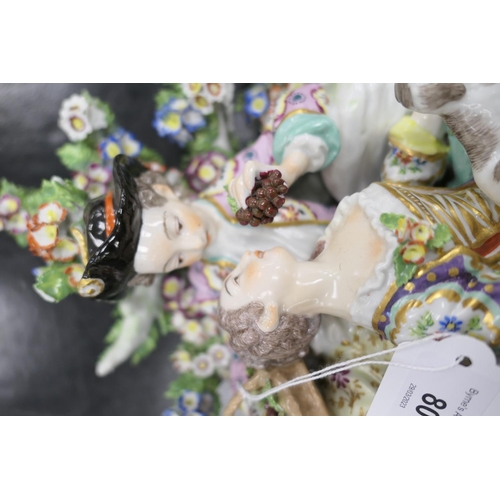 80 - German porcelain figure group 'The Lovers', decorated in colours heightened with gilt, height 34cm