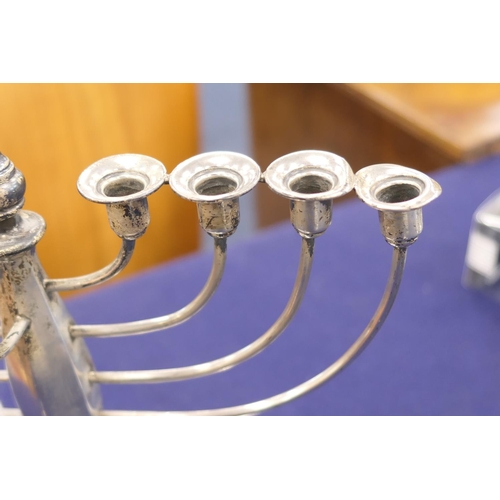 205 - George VI silver menorah, Birmingham 1936, height 29.5cm, weight approx. 368g