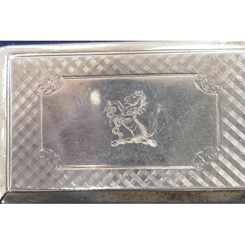 213 - Victorian silver snuff box, by Nathaniel Mills, Birmingham 1846, rectangular form, the cover engrave... 