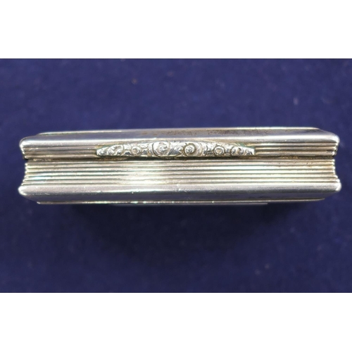 213 - Victorian silver snuff box, by Nathaniel Mills, Birmingham 1846, rectangular form, the cover engrave... 