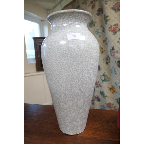 78 - Chinese Ge type large vase, shouldered form with everted rim, decorated in an all over crackle light... 