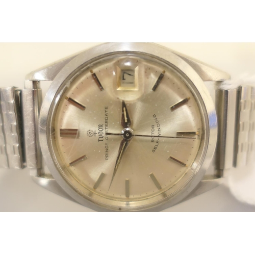 310 - Tudor Prince Oysterdate stainless steel gent's wristwatch, 29mm champagne dial with baton numerals, ... 