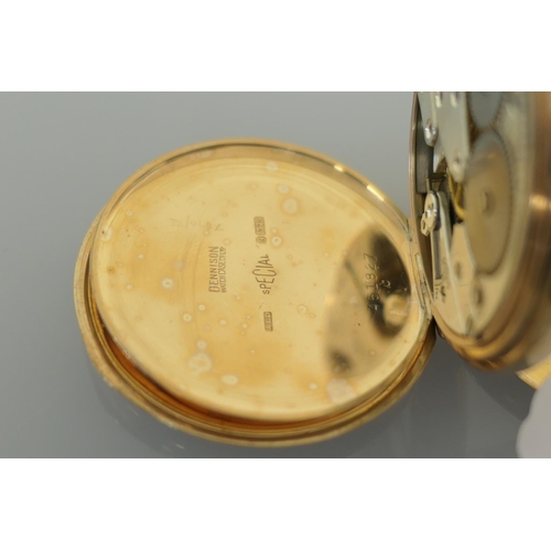 320 - George V 9ct gold hunter pocket watch, Birmingham 1929, white enamelled dial with Arabic numerals, s... 