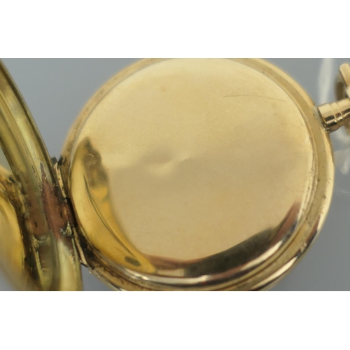 370 - Continental 14ct gold lady's fob watch, circa 1900-10, engine turned case, white dial with Arabic nu... 