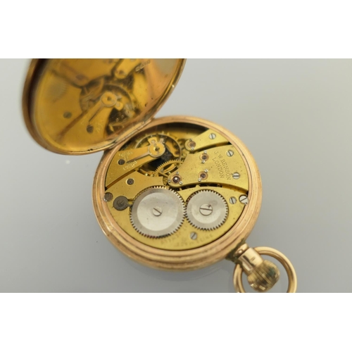 374 - 9ct gold half hunter pocket watch by J W Benson, London, hallmarked Birmingham 1930, the outer case ... 