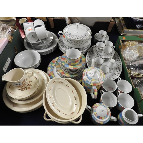 105 - Modern porcelain and other ceramic tea and breakfast wares including Poole and Royal Worcester