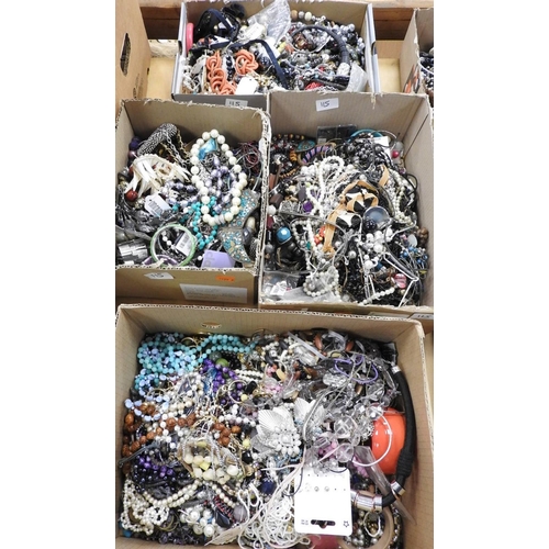 115 - Four boxes of mixed costume jewellery