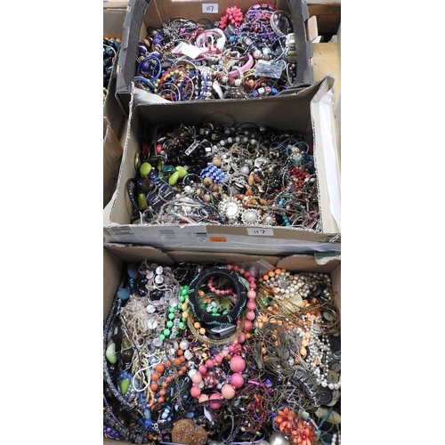 117 - Three boxes of mixed costume jewellery