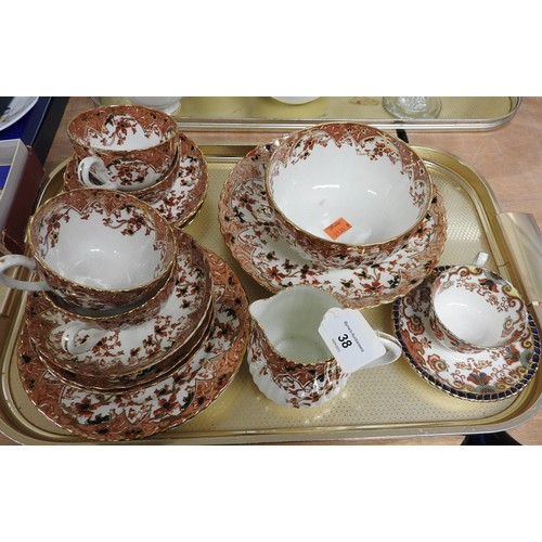 38 - Small quantity of Edwardian floral and gilt printed glazed tea wares