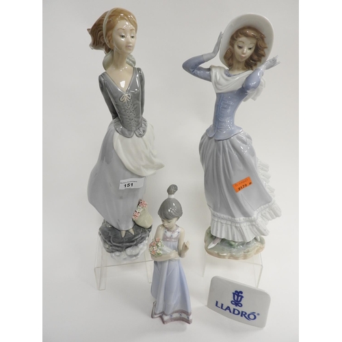 151 - Lladro figure 'Spring Breeze', further Lladro figure 'Sea Breeze', another Lladro figure 'Spring Flo... 