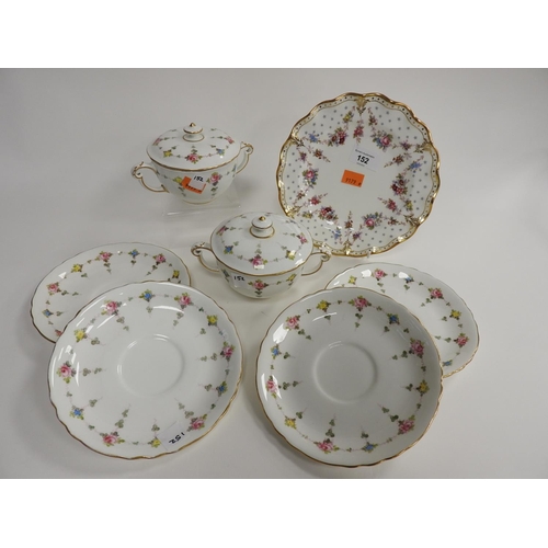 152 - Royal Crown Derby Royal Antoinette plate; also two Royal Crown Derby covered bowls with four stands ... 