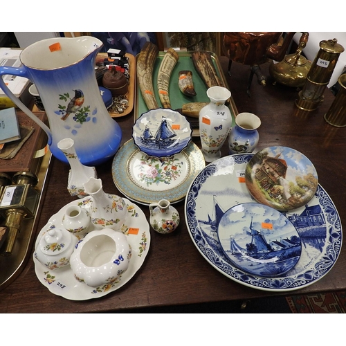 298 - Assorted ceramics including Aynsley Cottage Garden china plates including Delft plaque etc.