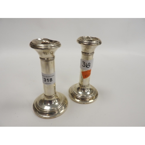 318 - Pair of silver candlesticks, Birmingham 1920 (loaded af)