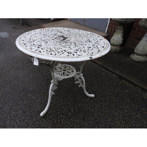 452 - White painted cast alloy garden table