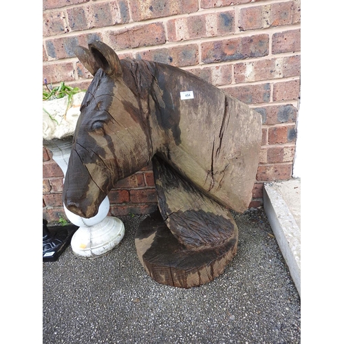 454 - Carved wooden horses head sculpture