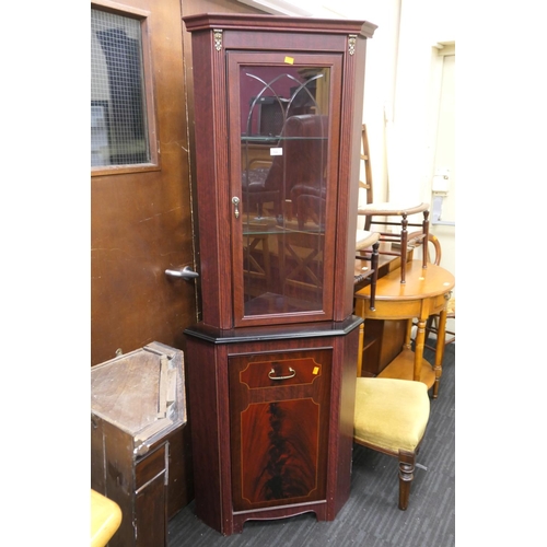 722 - Modern mahogany corner display cabinet