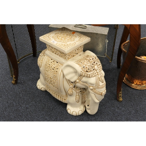 743 - Oriental style glazed pottery elephant garden seat