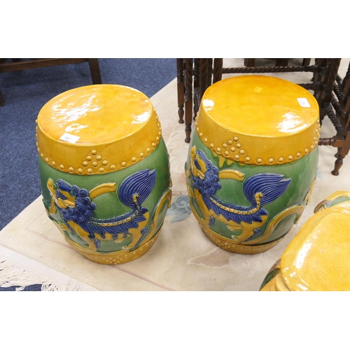 757 - Pair of Chinese Sancai style barrel form garden seats