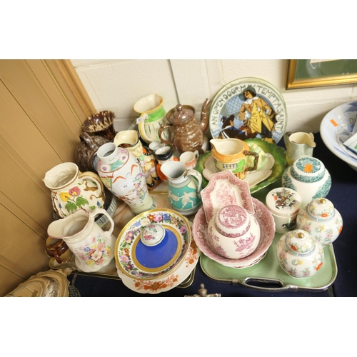 62 - Decorative ceramics including a Victorian salt glazed hunting ware coffee pot, Royal Doulton Series ... 