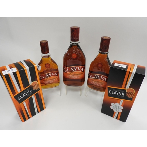 208 - Glayva liqueur 1 litre bottle, also a 70cl and three 50cl (5)