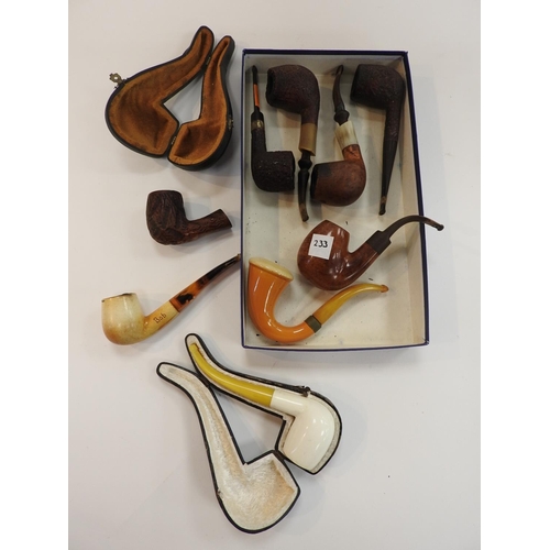 233 - Assorted pipes including silver mounted briar pipe, Donegal Rocky, Uncle Paul, styled by Lorenzo etc