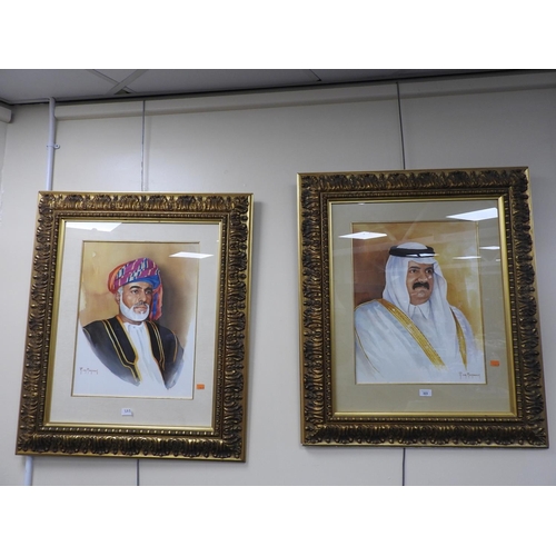 323 - Roland Van Meerbeeck, Pair of portraits, 'Sheikh Hamad bin Khalifa bin Hamad bin Abdullah bin Jassim... 