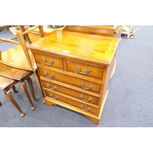 492 - Small yewood chest of drawers, width 61.5cm, height 73cm