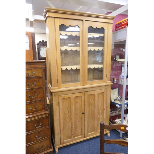 495 - Pine parlour cabinet, width 115cm, height 224cm