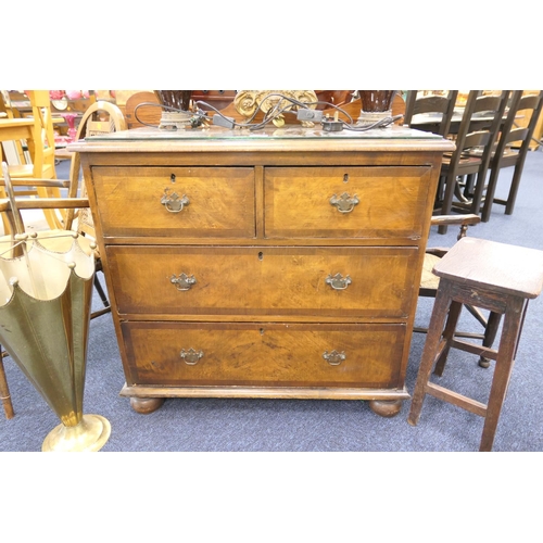 504 - Small walnut chest of drawers in the Queen Anne style, width 82cm, height 78cm